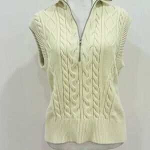 Free People Women’s Lizzy 1/4 Zip Cable Knit Sweater Vest Size Small